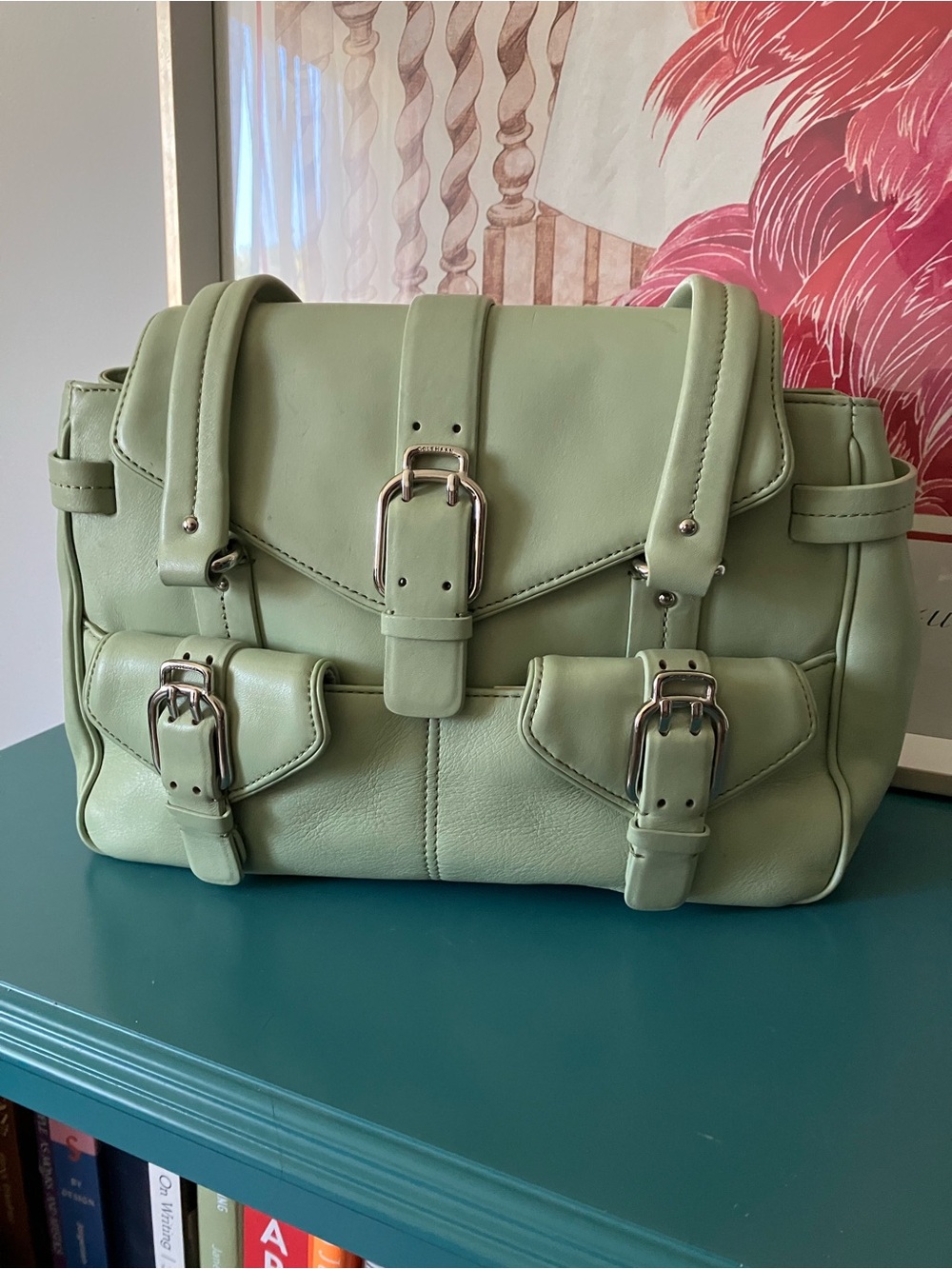 Cole Haan Alexa Mint Green Flap Satchel